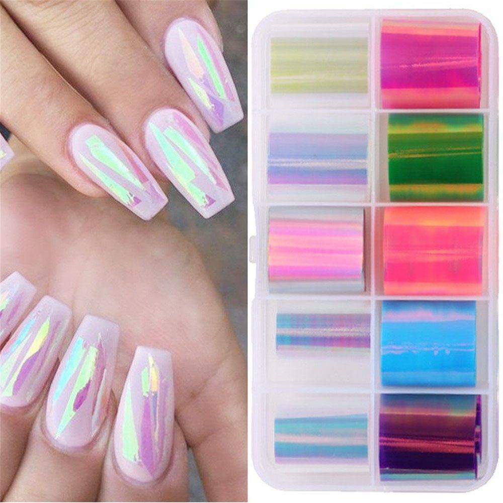 Mxbeauty Stiker Kuku Motif Aurora Warna-Warni Untuk Dekorasi Nail art