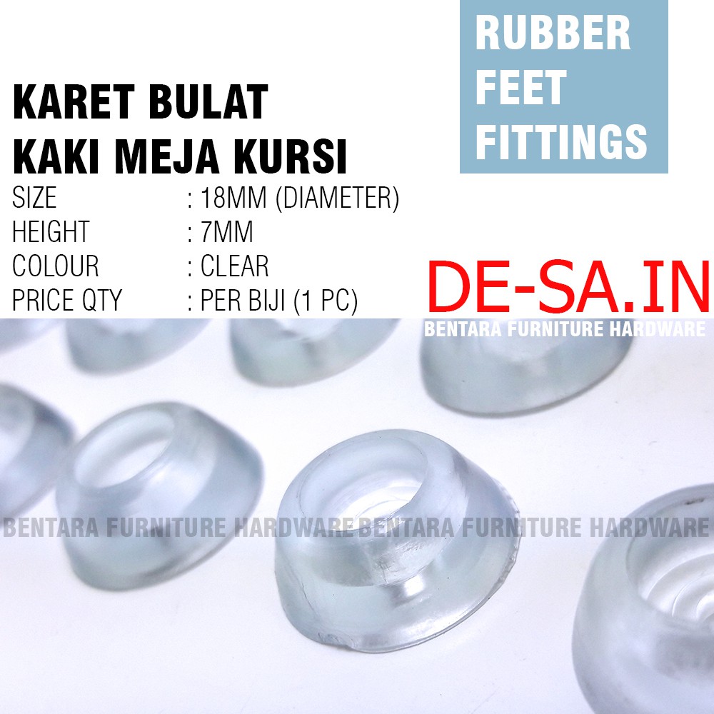 18MM Karet Bulat Hitam Bening D18 (Untuk Alas Kaki Meja) Rubber Feet Anti Slip Table Leg