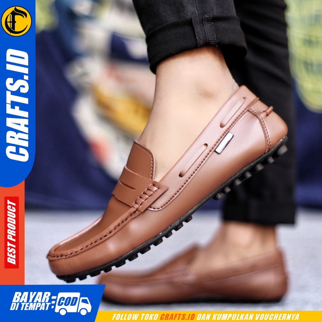 Sepatu Casual Pria Sepatu Slip On Pria Kulit Pu Kerja Kantor Kuliah Kondangan Sepatu Slop Pria Sepatu Hitam Pria CRAFTS IRISH