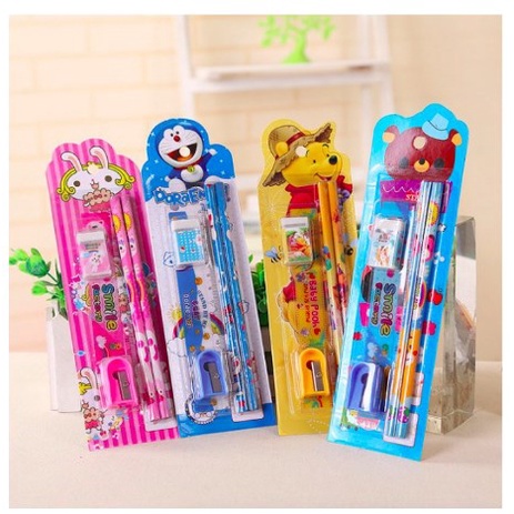 ALAT TULIS SET MINI STATIONARY SET SEKOLAH 5 IN 1 PENSIL SET KARAKTER 5IN1 KARTUN | FADHILAH SHOP BJB