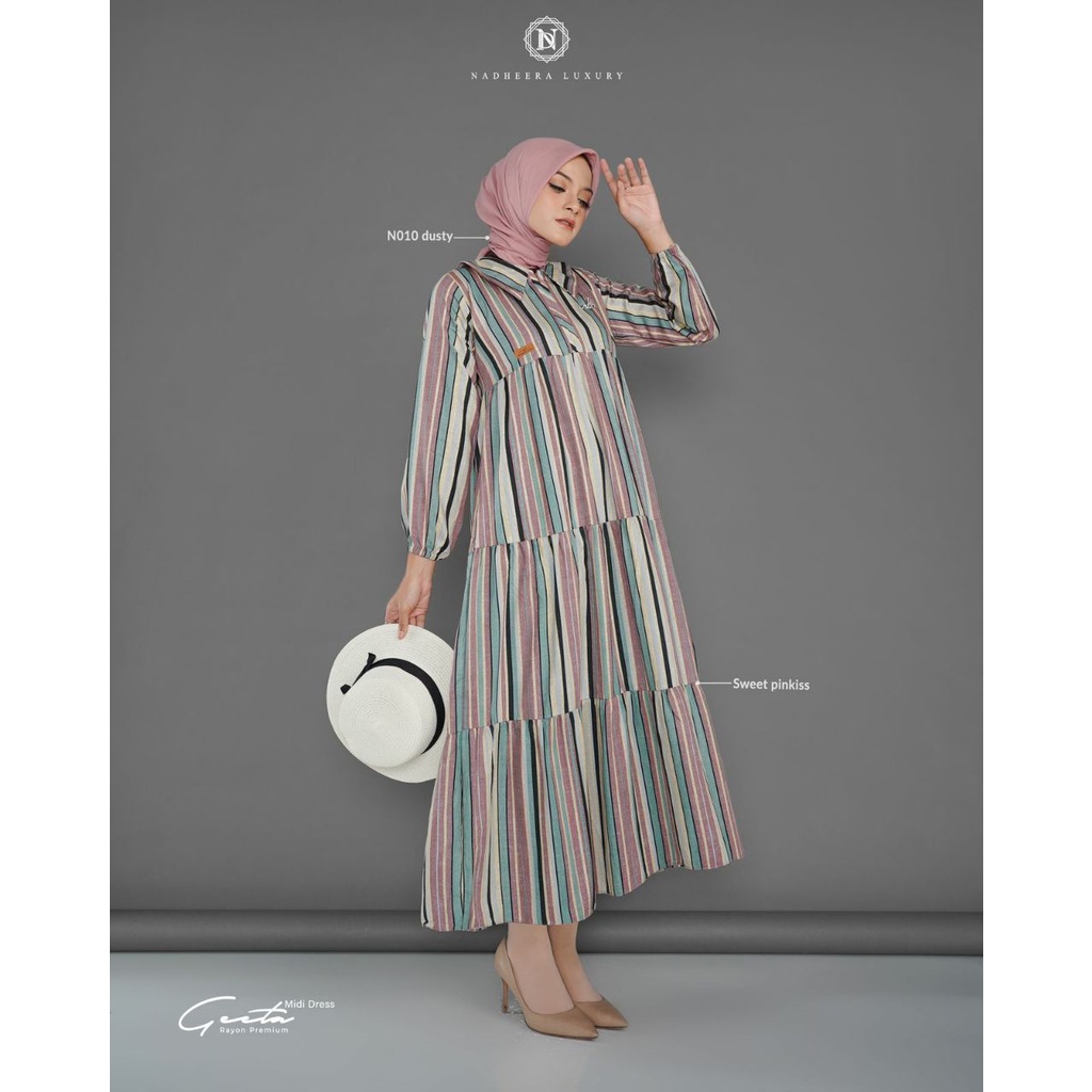 GEETA MIDI DRESS by Nadheera Gamis wanita