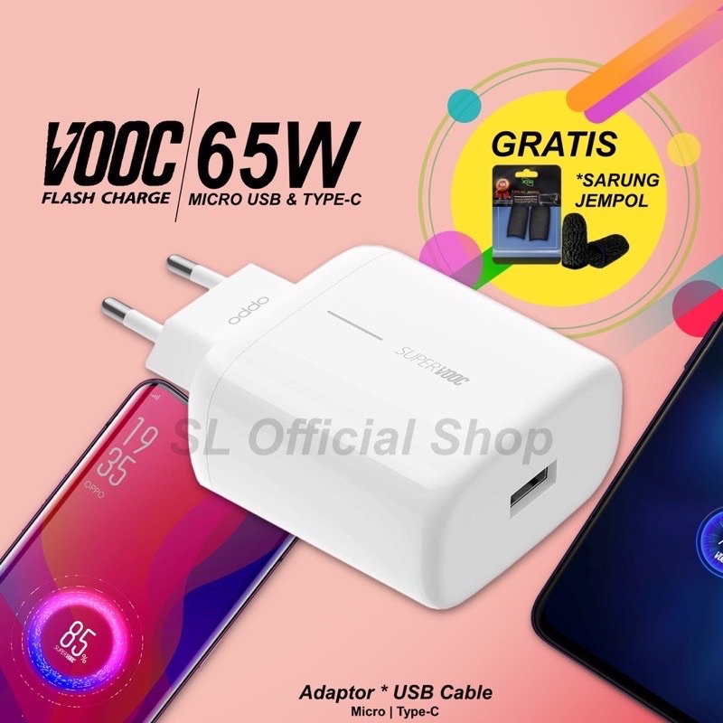 65W CHARGER OPPO VOOC 65W FAST CHARGING ORIGINAL