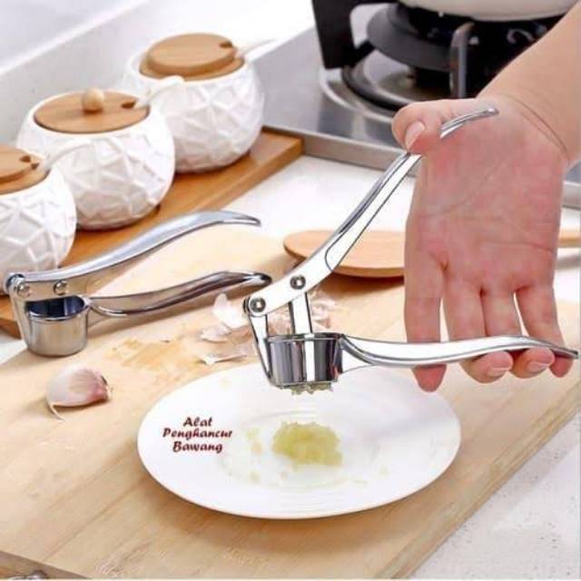 ALAT PENGHANCUR PENCACAH PENGHALUS  BAWANG PUTIH JAHE KUNYIT STAINLESS STEEL GARLIC PRESS