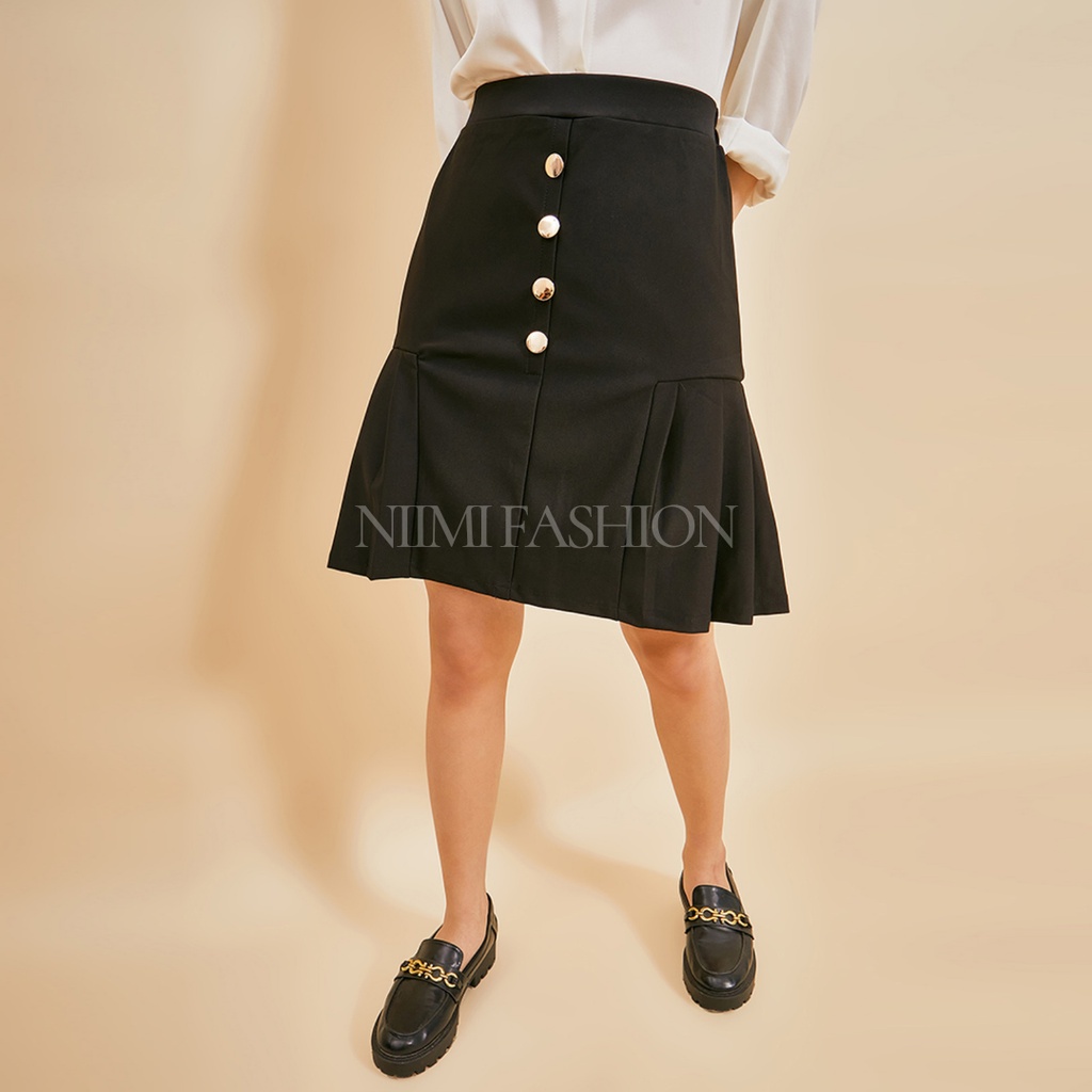 NIMI - 763 Midi Skirt Rok Mini Korea Rok Span Scuba Pendek Wanita kekinian