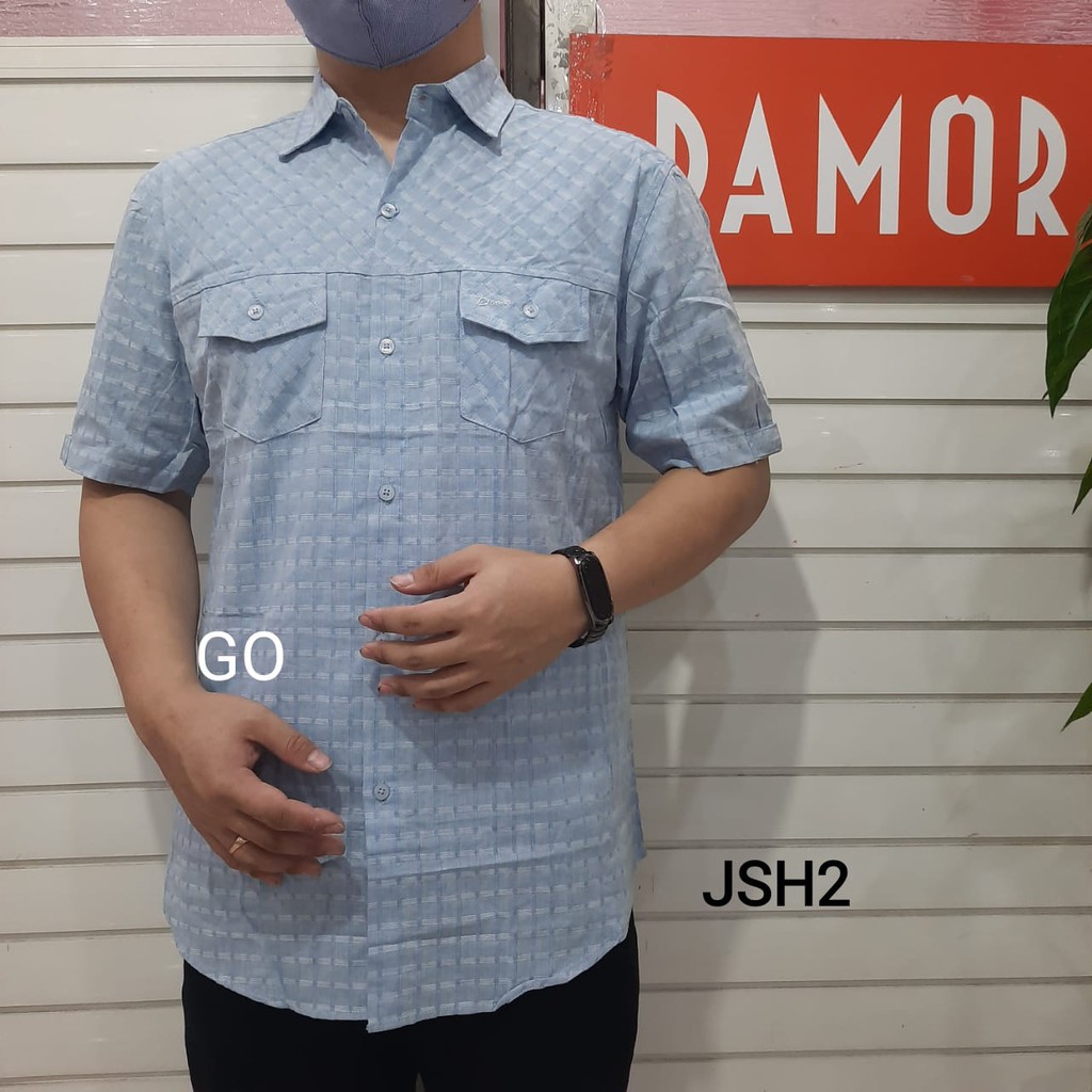 gos JSH DAMOR (CRESSIDA) KEMEJA Cowok Pakaian Pria Kemeja Dewasa Slimfit Lengan Pendek