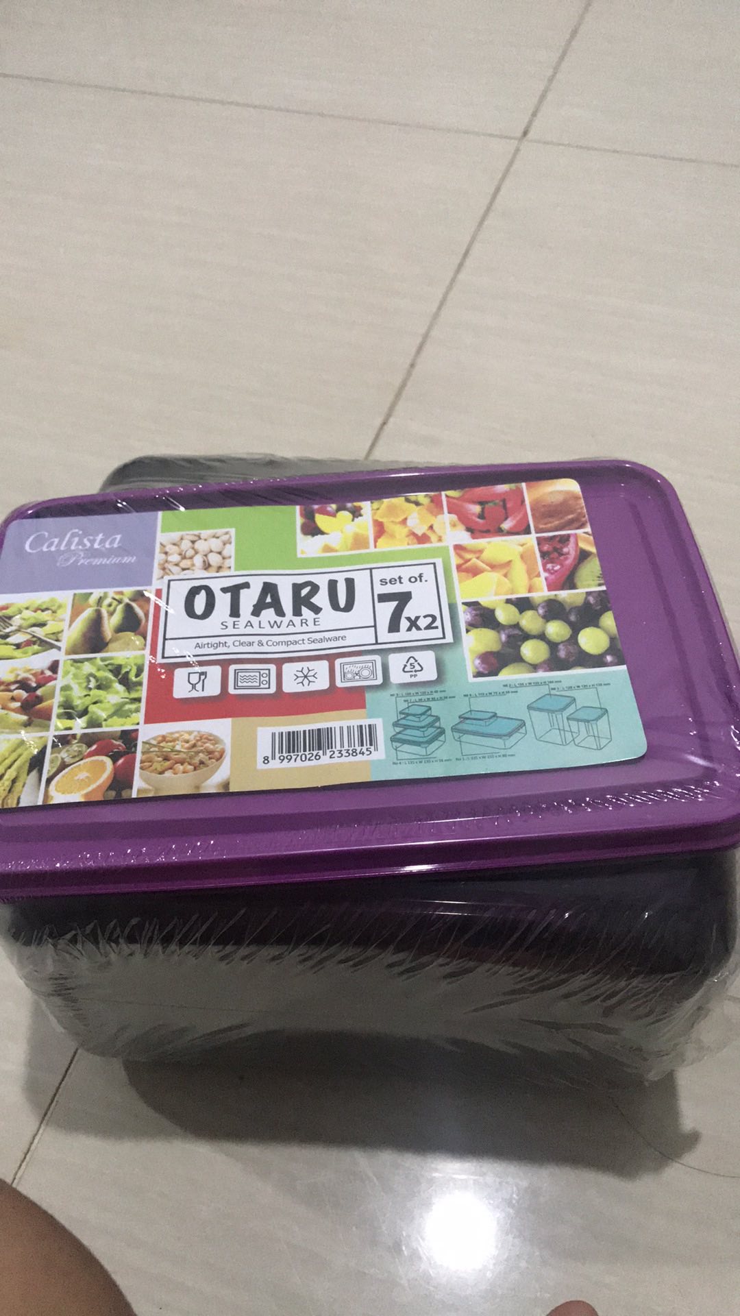 Calista Otaru Smoke Isi 14 Pcs (7 Set) / Toples Plastik / Tempat Makanan / Container / Warna Ungu