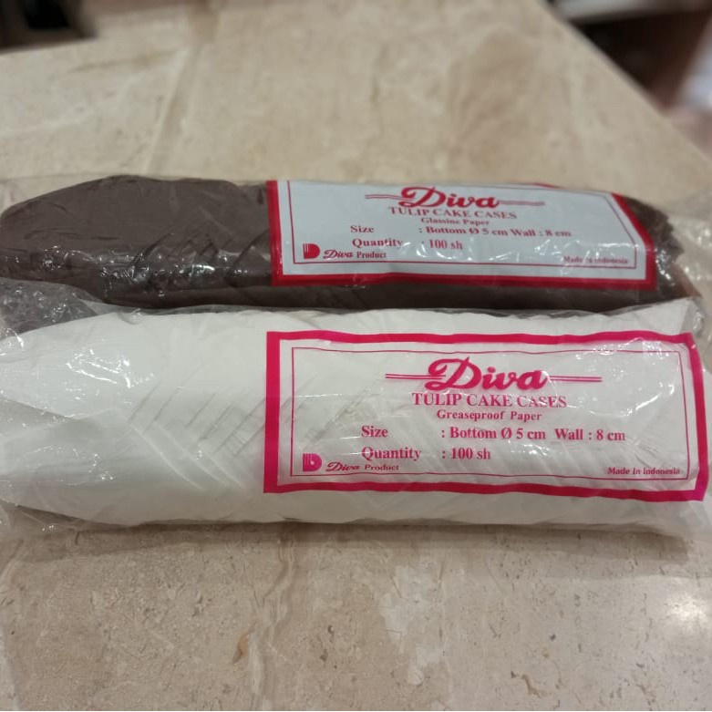 Diva tulip cup case roll 100pcs diameter 5cm bottom kertas bolu kukus tulip