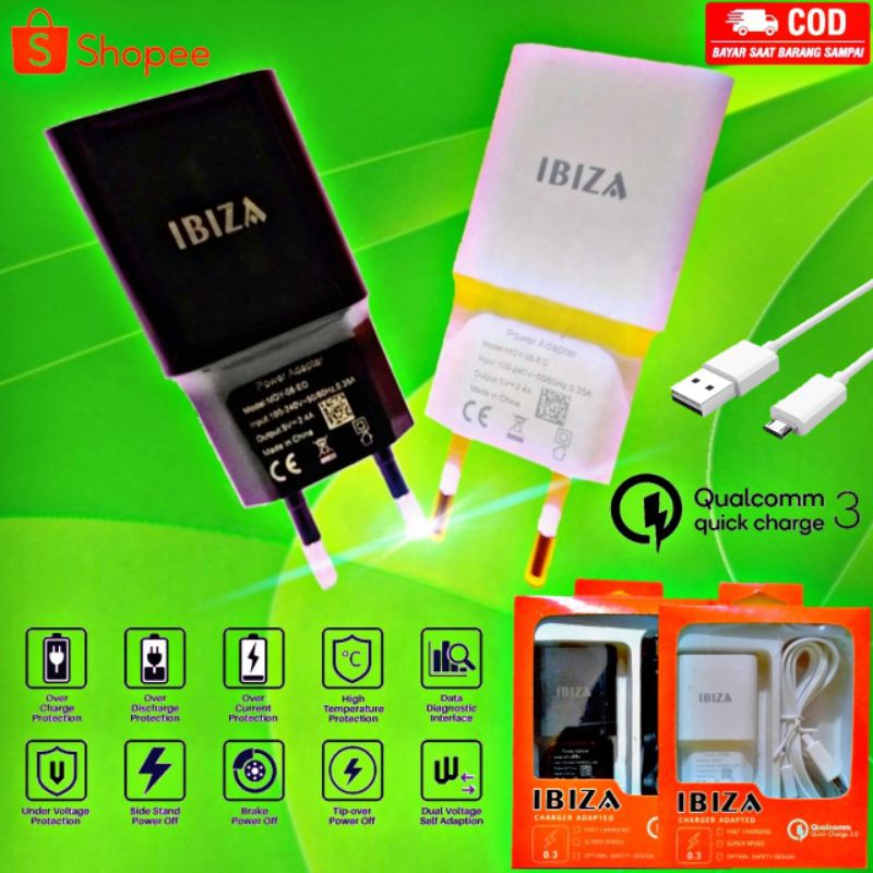 CHARGER IBIZA MICRO USB QUALCOM CASAN HP CHARGER HP OPPO VIVO XIAOMI SAMSUNG REALME ASUS LENOVO 2A