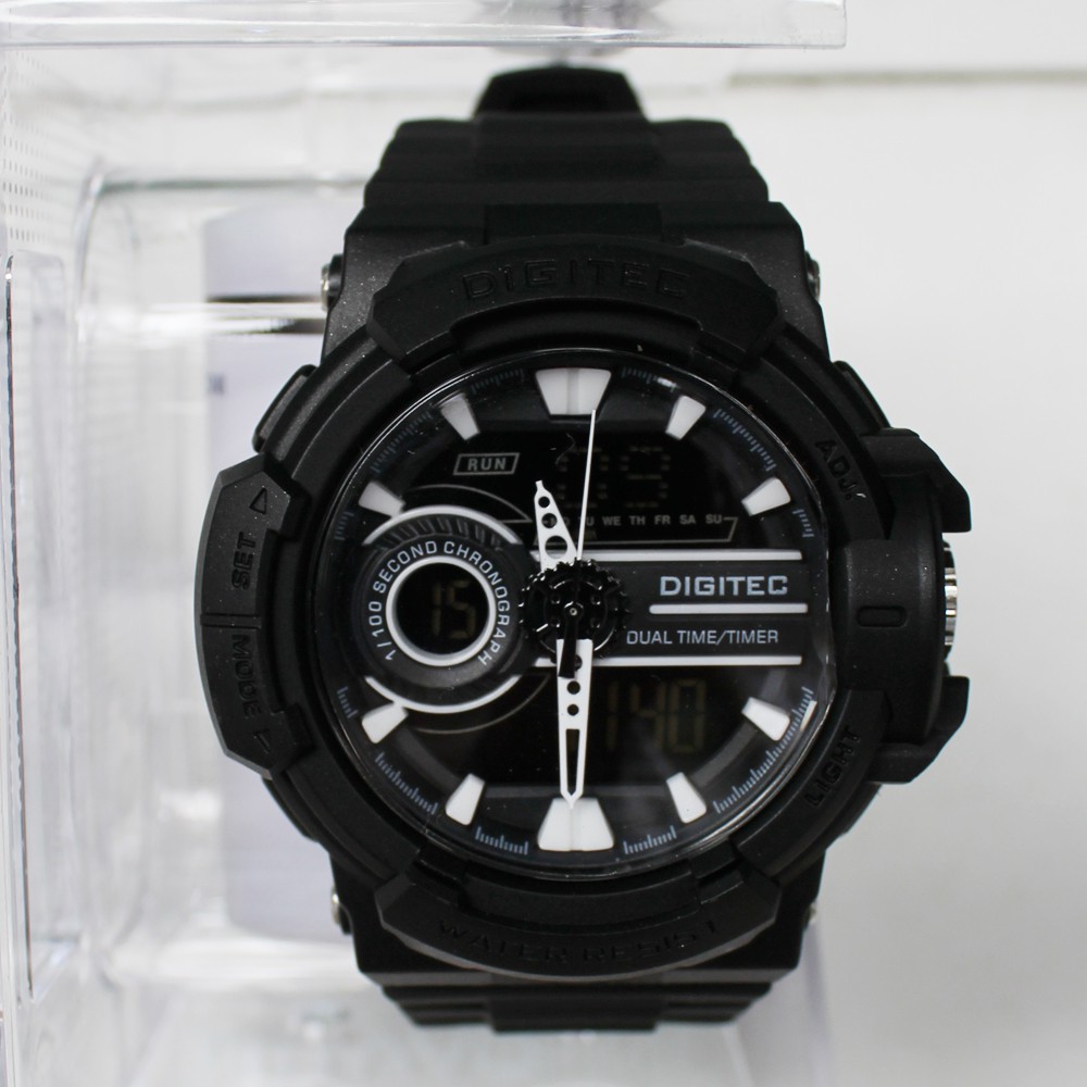 SHOPEE 6.6 SUPER SALE!! Jam Tangan Pria Digitec Dual Time Wrist Watch Sport DG-3042T Aquaman Original - Black + Box