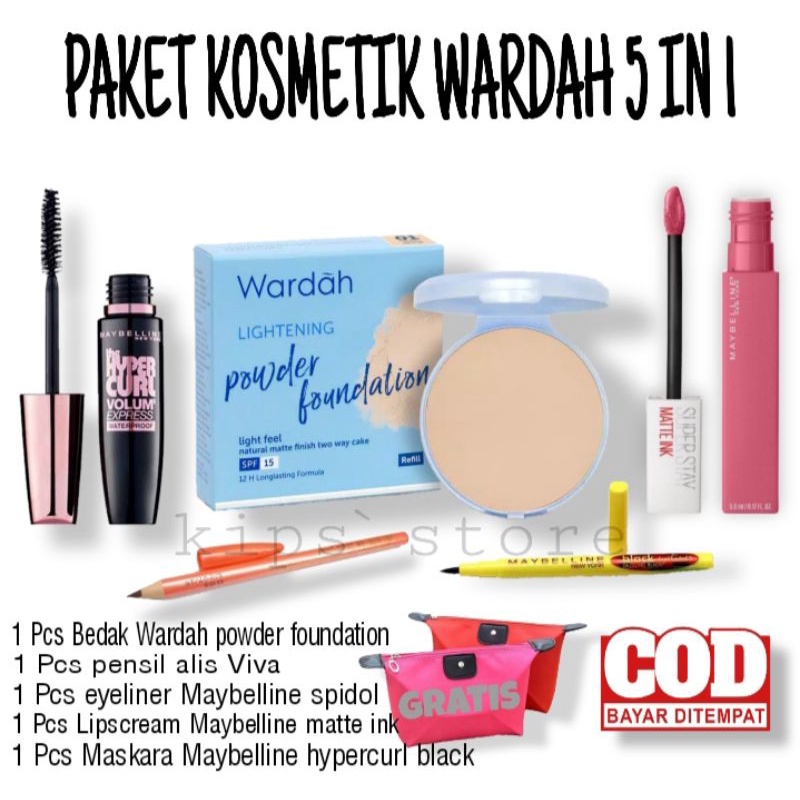 Paket kosmetik wardah paket makeup lengkap paket set 5 in 1