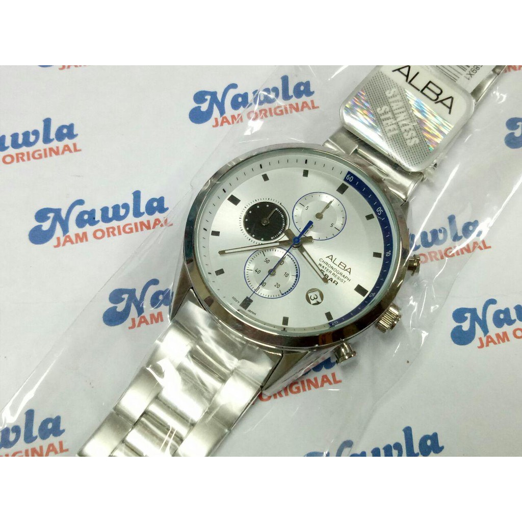 Alba Quartz AM3589X1 Chronograph Silver Dial - Jam Tangan Pria AM3589