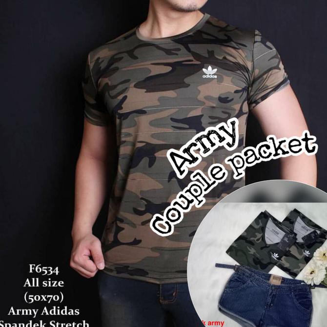 COUPLE PAKET ARMY / BUNDLING kaos couple army loreng camo pria wanita - bolaped