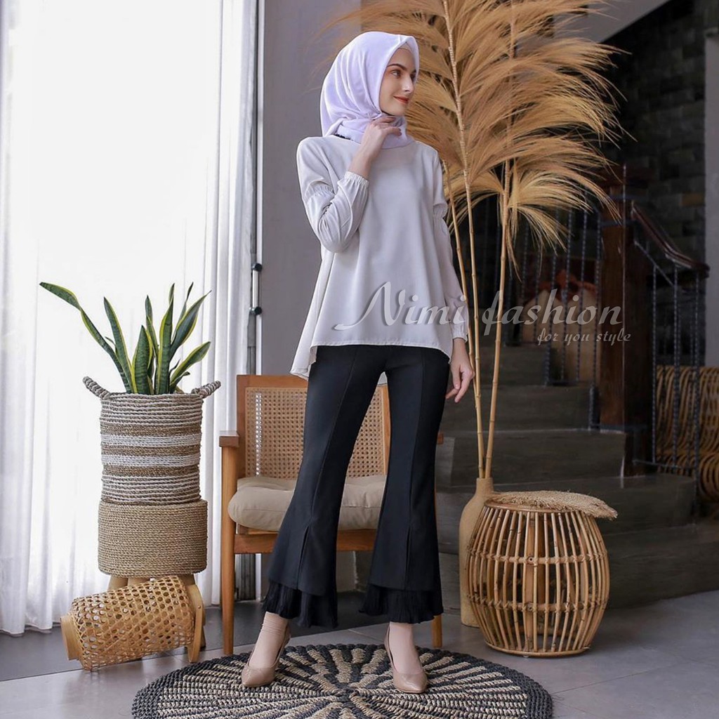 NIMI - Fayola Pants Celana Cutbray Scuba Celana Scuba Import Bawahan Cutbray HighWaist Office Pants