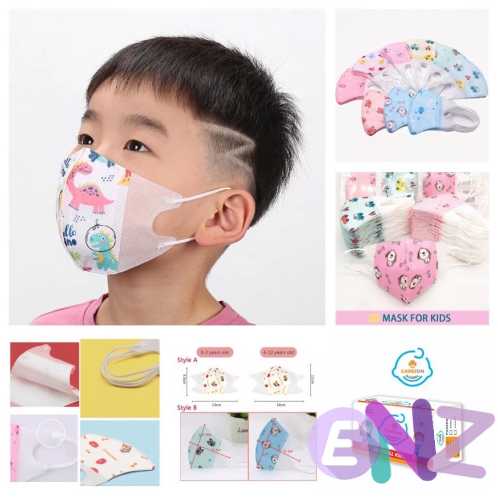 ENZ ® CAREION Masker DuckBill anak Cowo Cewe 3ply / Duck Bill Mask mix kids isi 50 1025