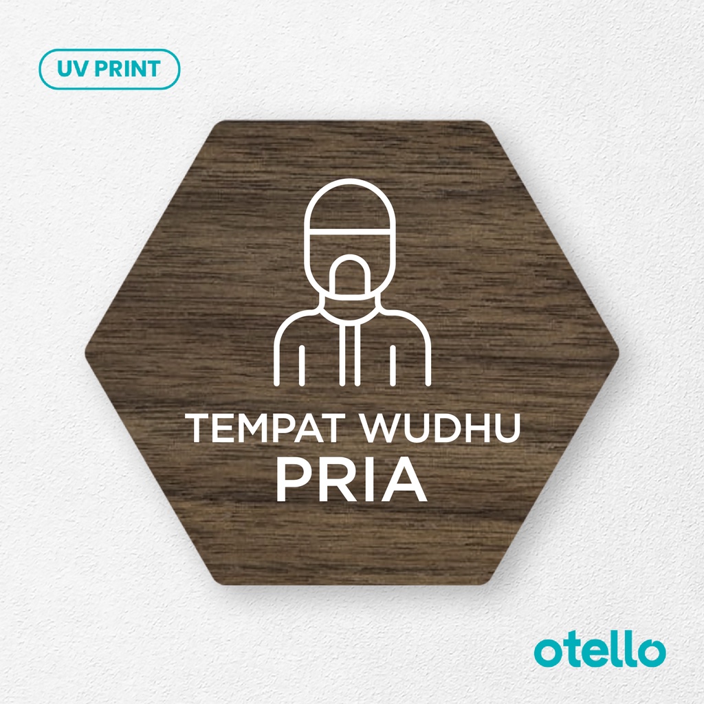 Signage Tempat Wudhu Pria Sign Board Kayu Wooden Papan Musholla Label Tulisan Petunjuk Nama Ruangan Tempat