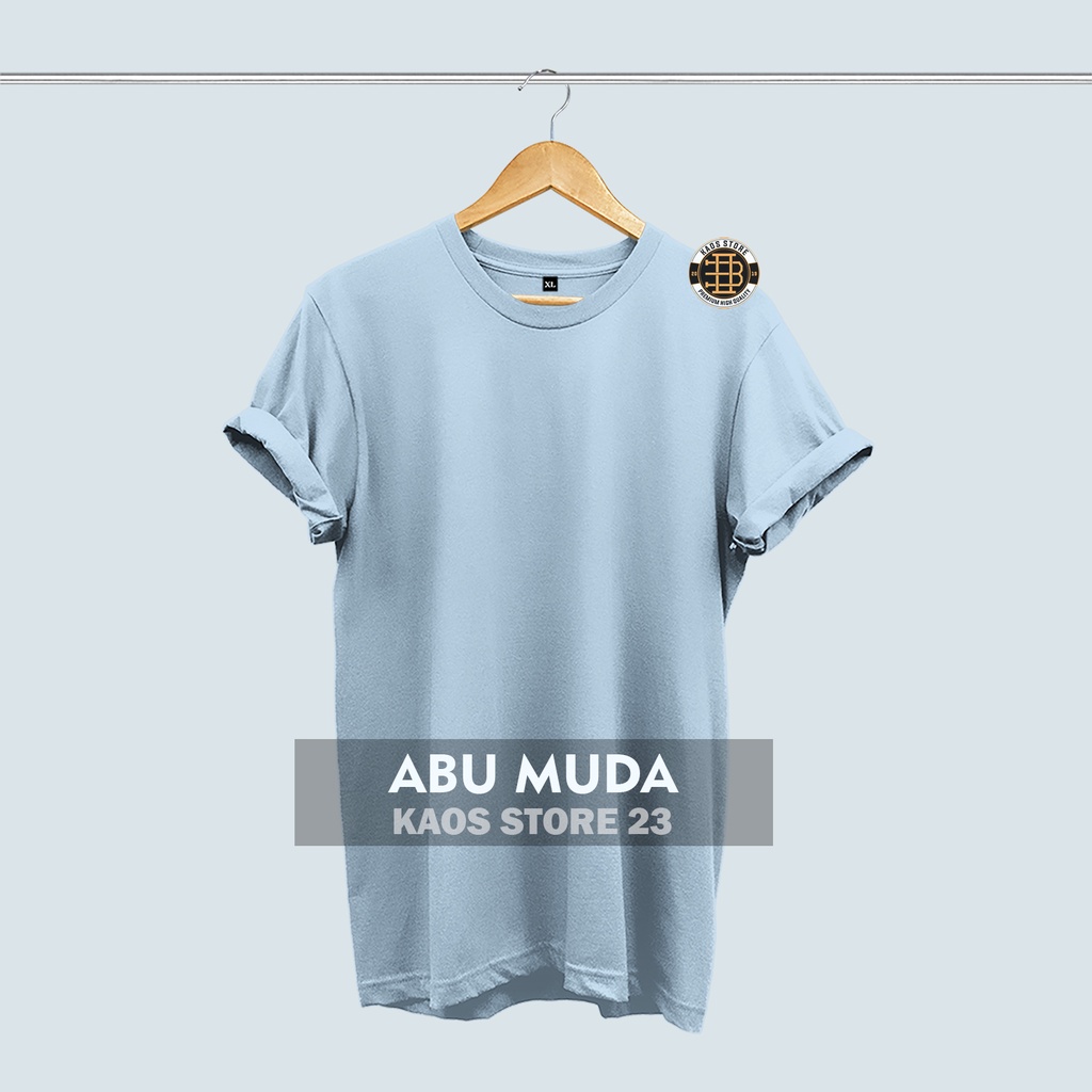 KAOS POLOS PRIA COTTON COMBED 30S-Abu muda
