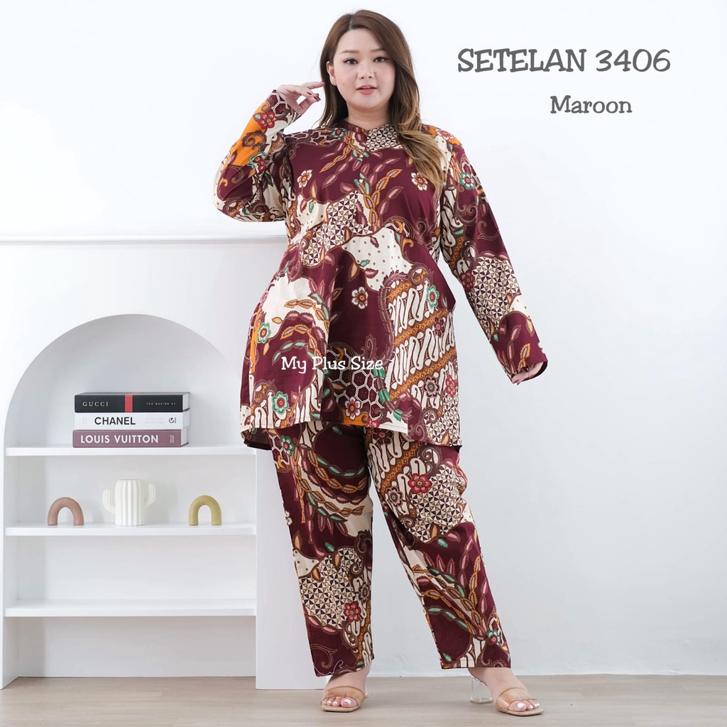 Setelan Batik Wanita Jumbo 3406, 3XL &amp; 5XL