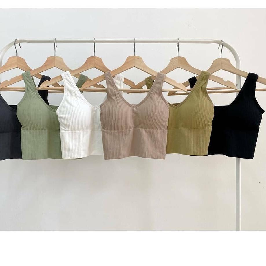 ✾ Lydyly - Sport Tanktop Bra DD310A | BH Olahraga Motif Salur Army Quick Dry ❊