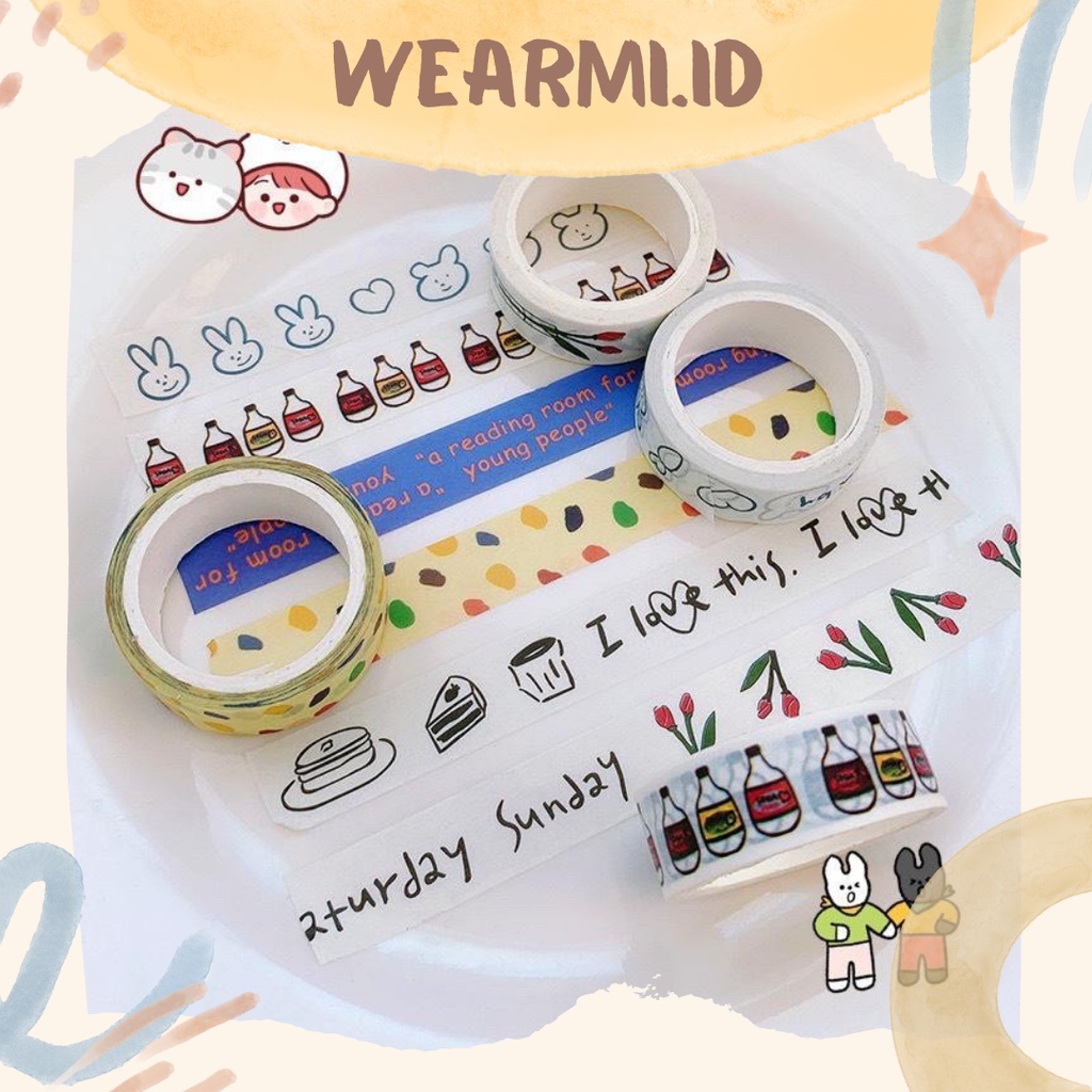 

1 Roll Washi Tape Masking Simple Black White Color Scrapbook Bujo Aesthetic Motif DIY- w8