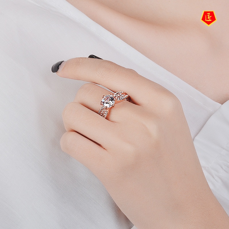 [Ready Stock]Six-Claw Diamond-Studded Ring Exaggerated Fashion