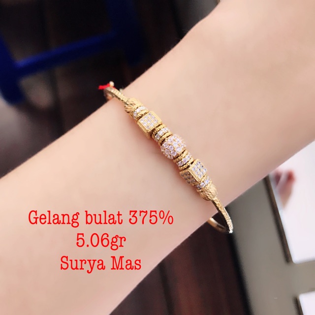 Gelang bulat emas asli 375%