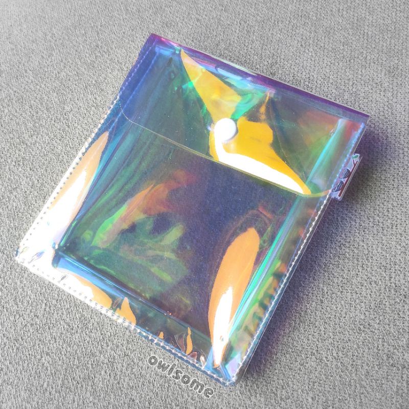 HOLOGRAM clear pvc pouch, LIMITED EDITION dompet masker mika plastik transparan, kosmetik pouch