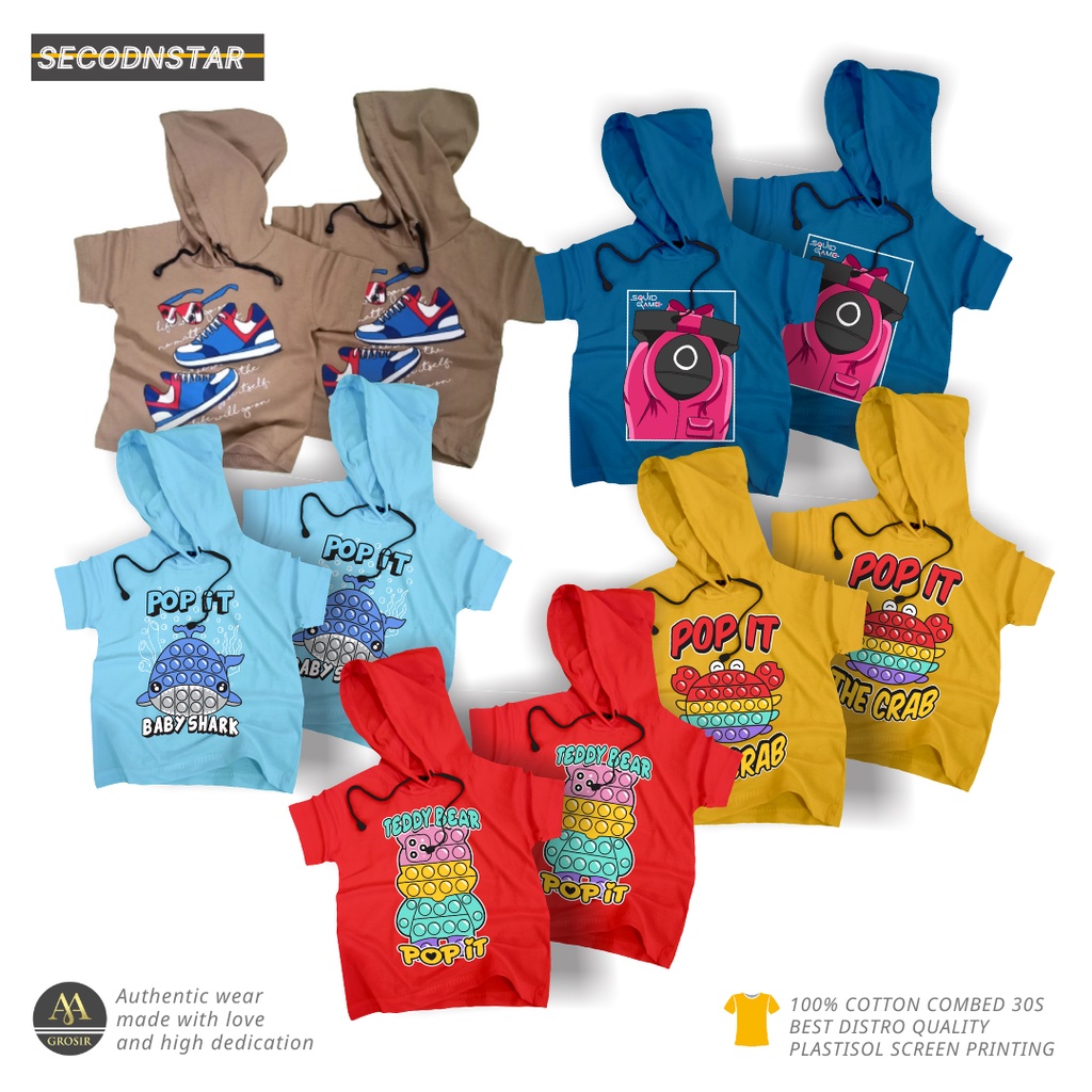 Baju Kaos Distro Hoodie Anak Laki laki Perempuan Premium Umur 1-12 Tahun Bahan Cotton -AMR104