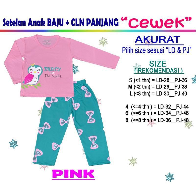 SETELAN KELFI PEREMPUAN/BAJU TIDUR LENGAN PANJANG