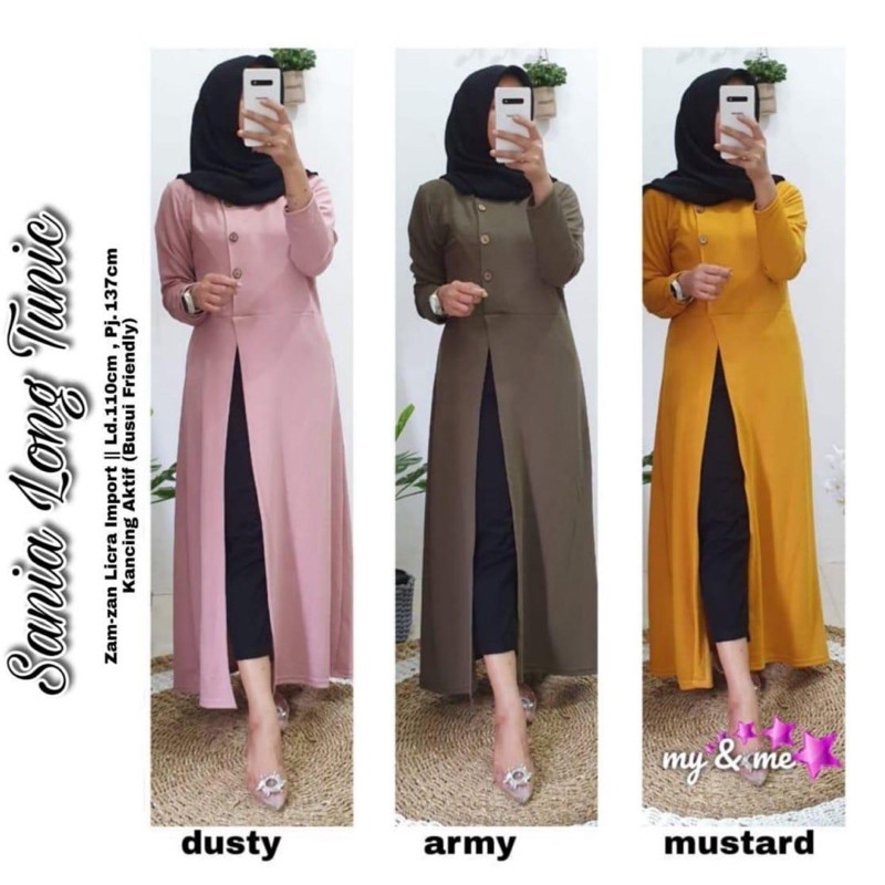 SANIA LONG TUNIK by me n my : Tunik wanita import berkualitas nyaman halus murah bestseller