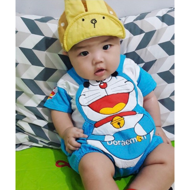 Baju Bayi Doraemon Allsize 2-12 bln Jumper Bayi Bodysuit Lengan Pendek