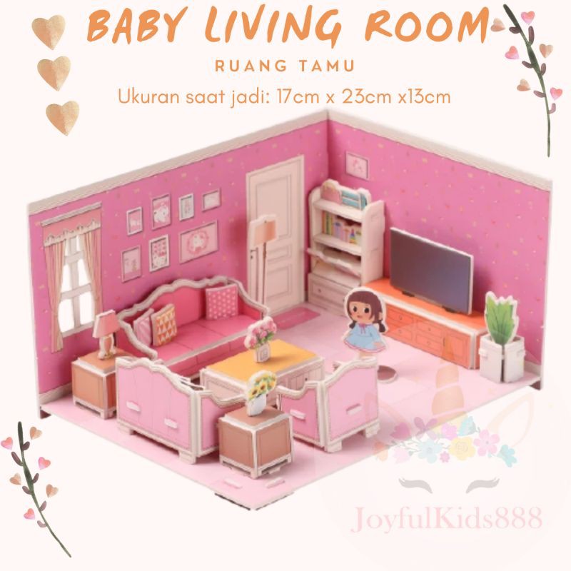 Mainan Edukasi Anak Puzzle 3D Miniatur DIY Jigsaw Besar Part 1 Seri Interior Rumah-Baby Livingroom