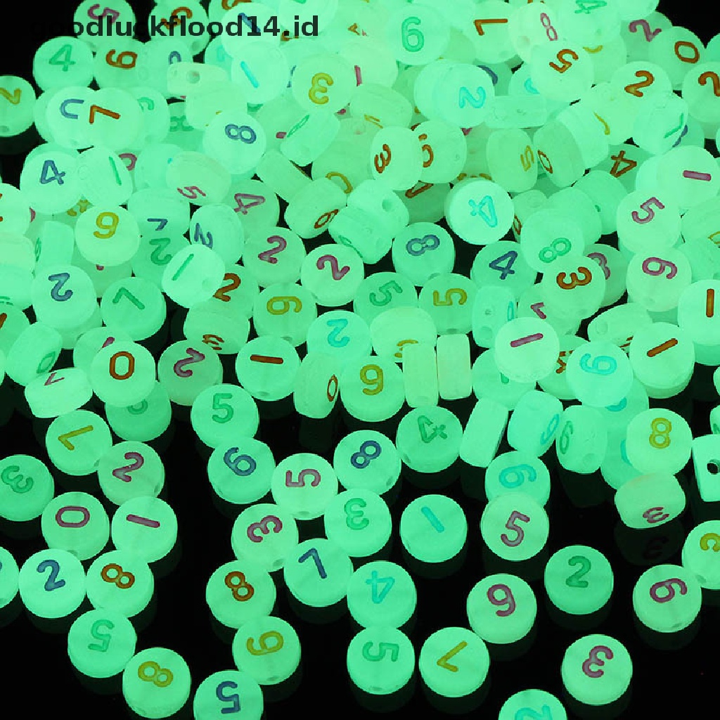 [OOID] 100Pcs Acrylic Luminous Letter Number Space Loose Beads DIY Jewelry Accessories ID