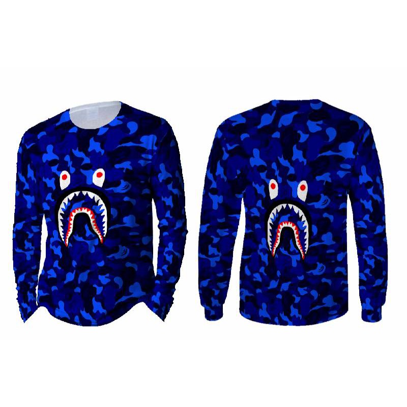 Kaos Pria Lengan Panjang BAPE  SHARK 3D Full Print Sublimation 017