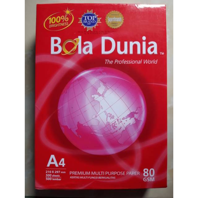 

Kertas HVS Bola Dunia A4 80gr / Kertas Printer Bola Dunia A4 80gr