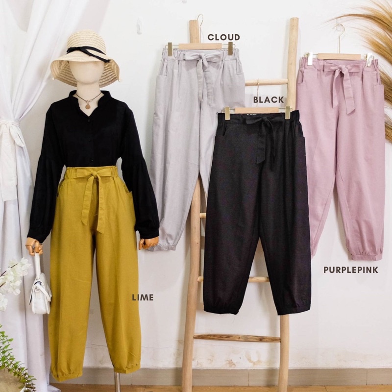 Pita Pants Jumbo | Celana Kantor | Celana Casual Linen Rami Import