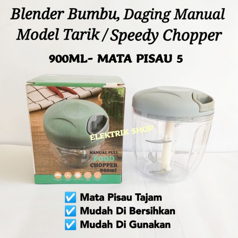 BLENDER BUMBU DAGING MANUAL 900ML MODEL TARIK / GRINDER SPEEDY CHOPPER SERBAGUNA / BLENDER TARIK MANUAL