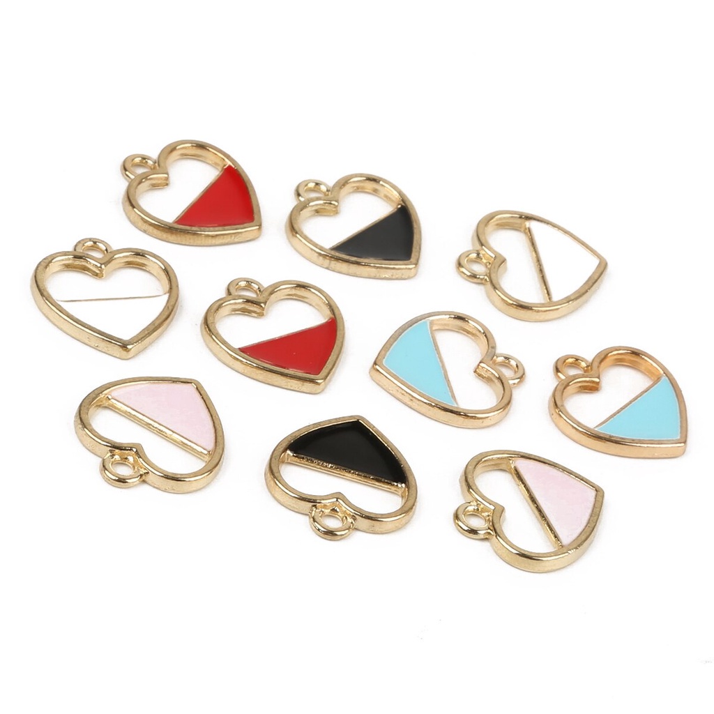 15x16mm Dripping Oil Alloy Pendant Half Heart Shape Pattern Modeling  Various Color For DIY Earrings Bracelets Necklaces Jewelry Crafts