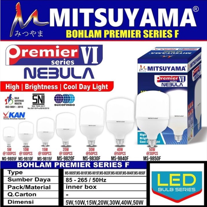 Lampu LED 40 Watt Jumbo Mitsuyama MS-9840F Cahaya Putih Original