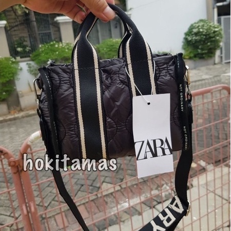 TAS SELEMPANG WANITA ZR TOTE MINI NILON WITH SLOGAN DETAIL