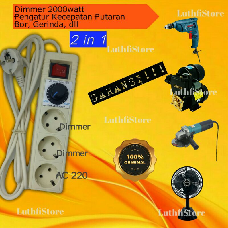 Dimmer SCR 2000W Voltage Regulator Speed Controller Motor Pemanas Penurun Tegangan gerinda RPM