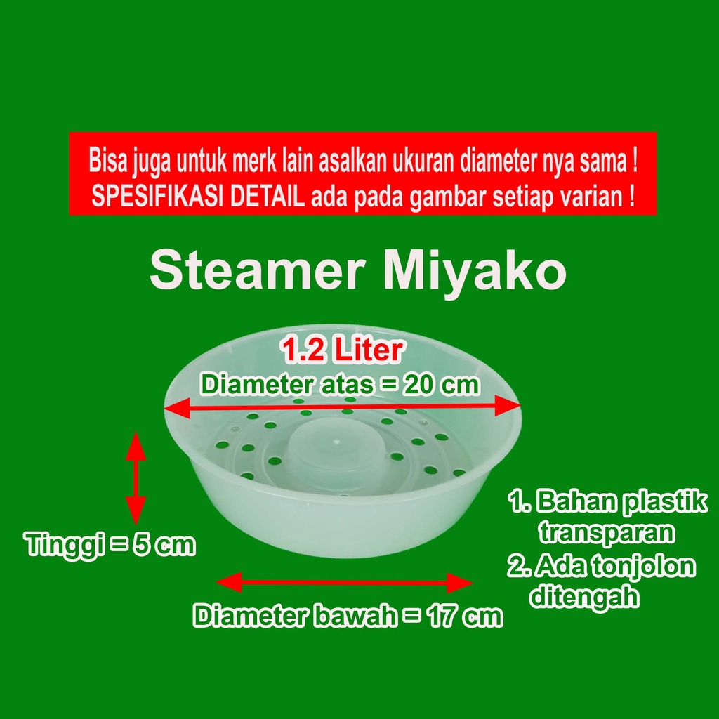 Steamer Wadah Kukusan Rice Cooker Magic Com Miyako dan Merk Lainnya 0.6 1.0 1.2 1.8 2 2.2 3 Liter Sarangan Plastik Megicom Rice Coker Magicom Mejikom Original Asli Miyako