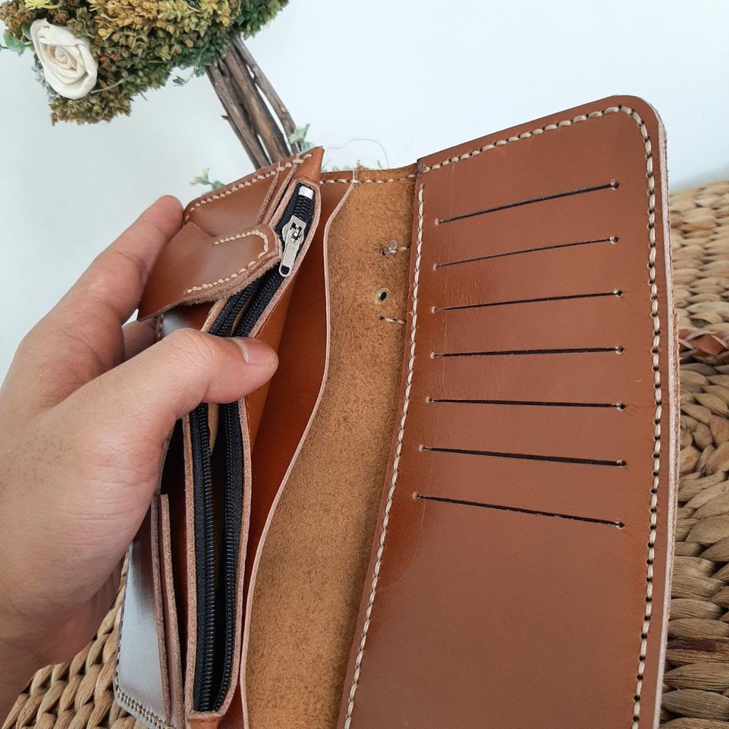 Dompet kulit asli pria panjang ASLI FULL GRAIN KuLit sapi ORI vintage ISHIYA O5G3