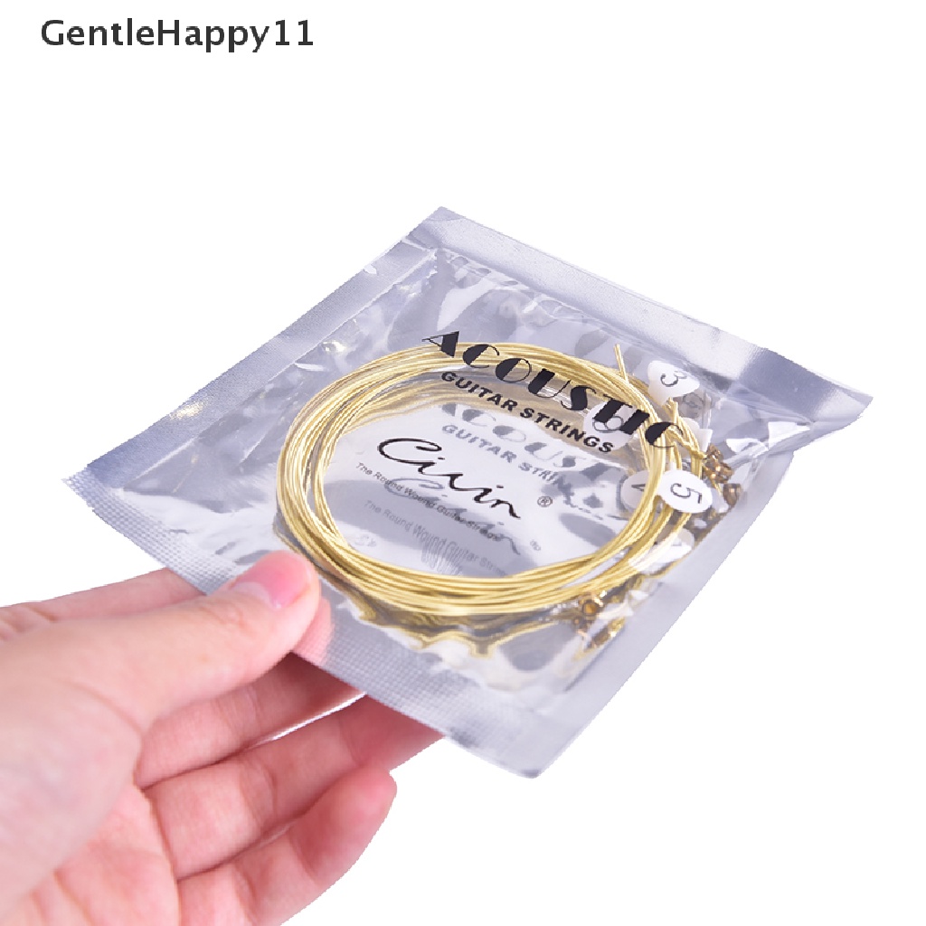 Gentlehappy 6pcs/set Senar Gitar Akustik Universal Bahan Kuningan Hexagonal Steel Core Strings Untuk