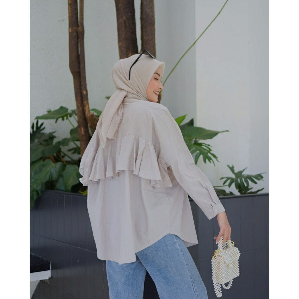 CARISSA RUFFLE / BLOUSE RUFFLE BACK / RUFFLE BACK BLOUSE / KEMEJA REMPEL OVERSIZE / BLOUSE AIRFLOW