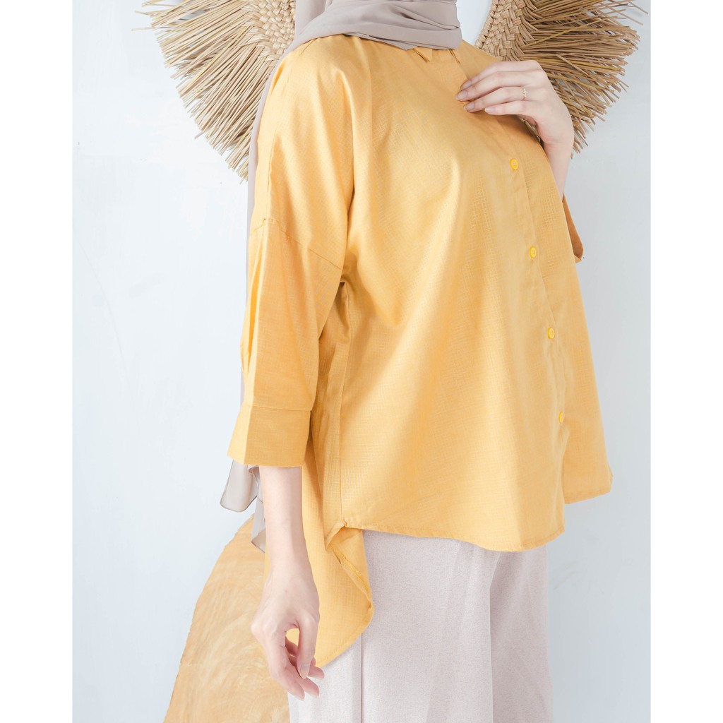 KEMEJA POLOS RAISA KATUN PREMIUM SHIRT BTS B089-Sunflower