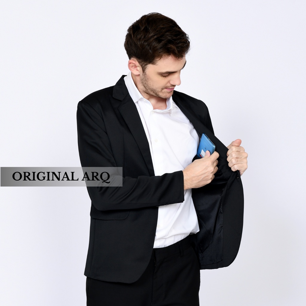 TERLARIS ! JAS BLAZER PRIA STYLE KOREA ORIGINAL SLIMFIT / JAS BLAZER HITAM / BLAZER HITAM POLOS