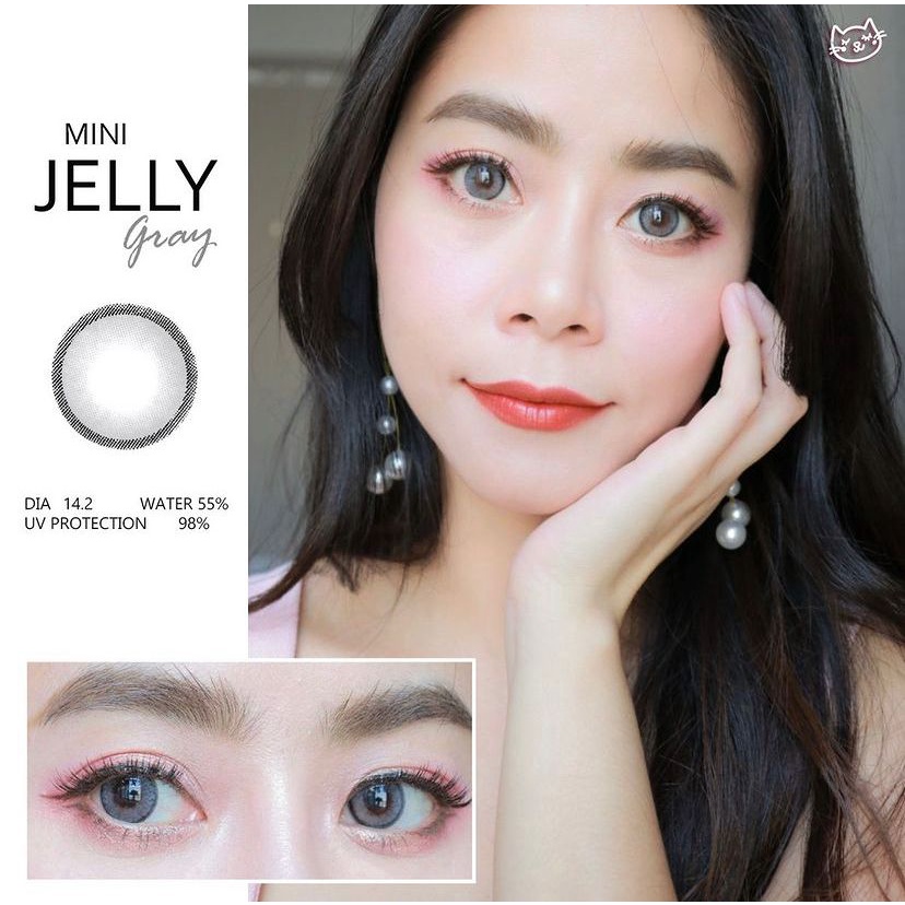 Original Softlens Kitty kawaii Mini Jelly Brown Gray Grey Normal/Minus/Beda min (0.00 - 6.00)