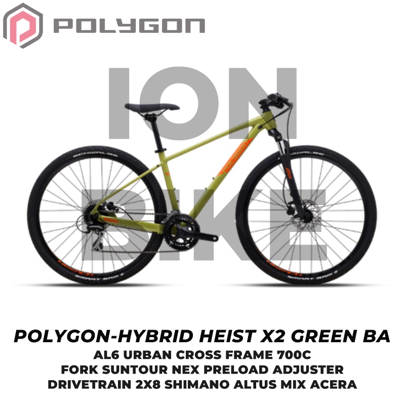 Sepeda Urban 700c Polygon Heist X2 Terbaru Frame Alloy Ringan 700 c Cross X-2 Cyclocross Hybrid Tour