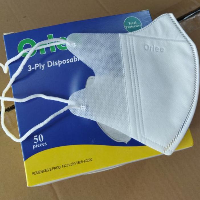 Baru Masker Duckbill Orlee kemasan Box isi 50 hijab headloop 3ply Kemenkes 