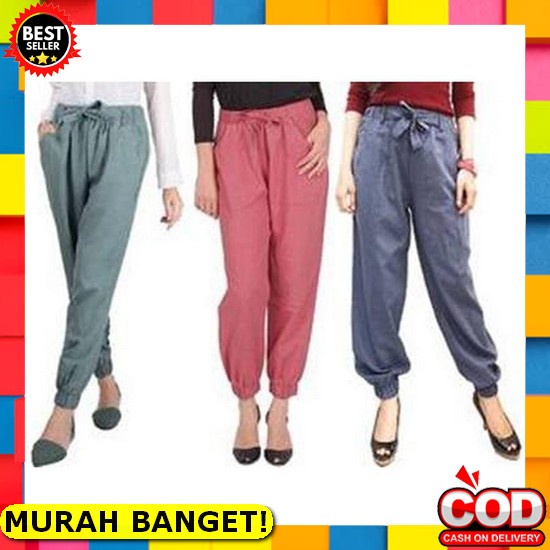 Celana Panjang Wanita Smile Sweat Pants Kekinian Clana Joger Olahraga Jogger Sporty Bahan Fleece Bor